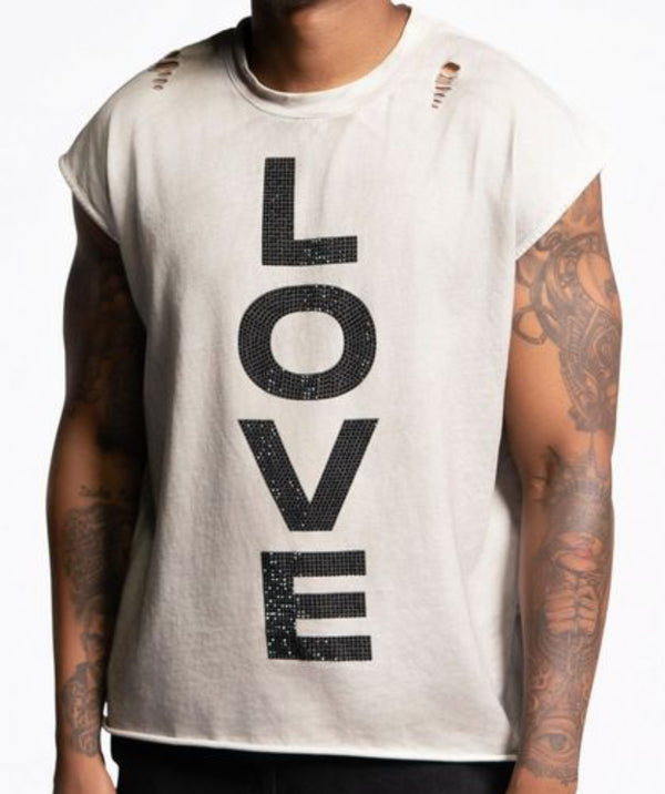 Sad Boy Sage Love Sleeveless Tee "Dirty White"