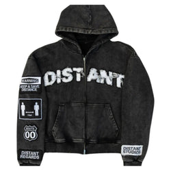 Distant Studios Distant Zip Up Hoodie “Black Wash”