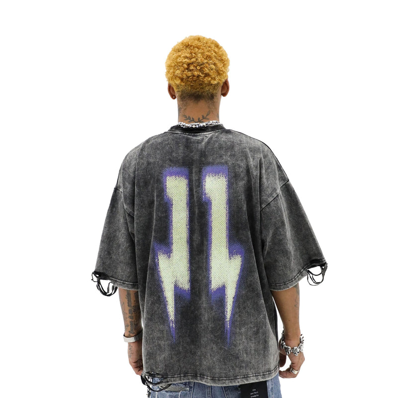 Heights District Heights Bolts Tee "Grey Acid Wash"