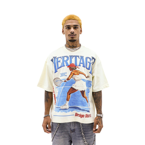 Heights District Heritage Racket Club Tee "White"
