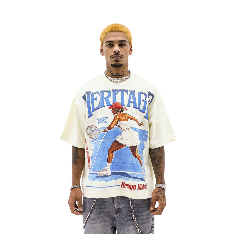 Heights District Heritage Racket Club Tee "White"