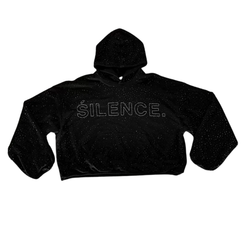 OnyxApparell SILENCE Rhinestone Hoodie “Black”