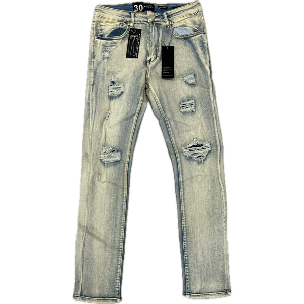 Waimea Distressed Skinny Jeans "Washed Blue"