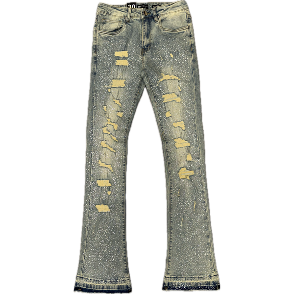 Waimea Distressed Rhinestone Stacked Jeans "Vintage"