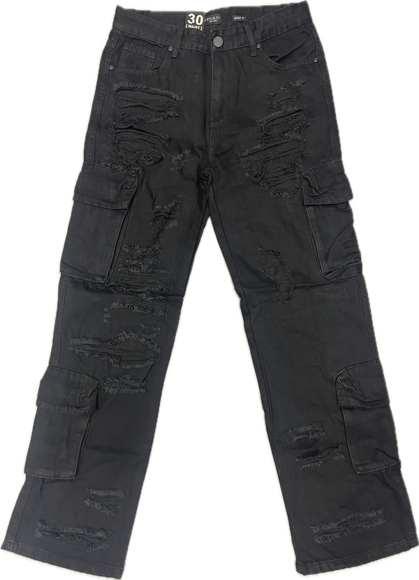 Waimea Shredded Baggy Pants "Jet Black"