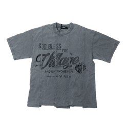 Village Blessings Paneled Tee "Grey"