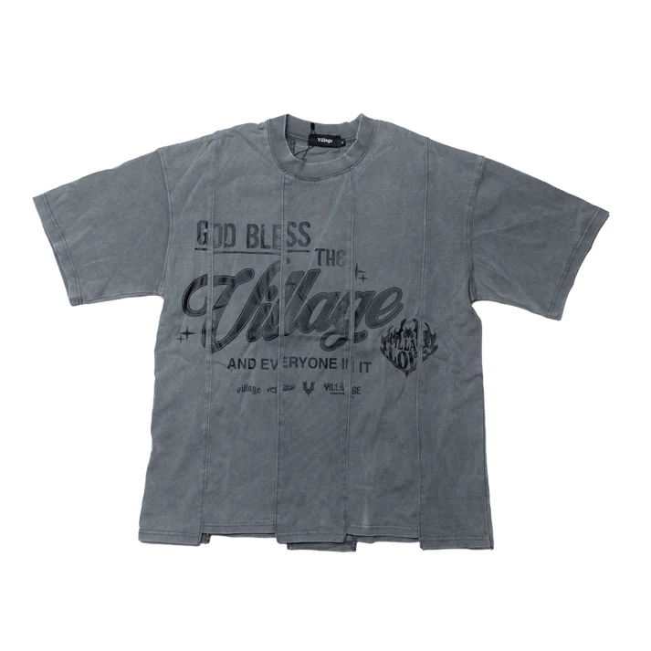 Village Blessings Paneled Tee "Grey"