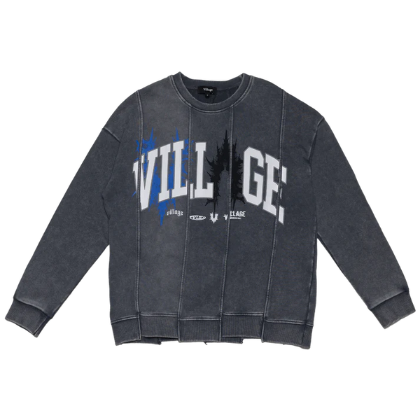 Village Blessings Panel Crewneck "Grey"