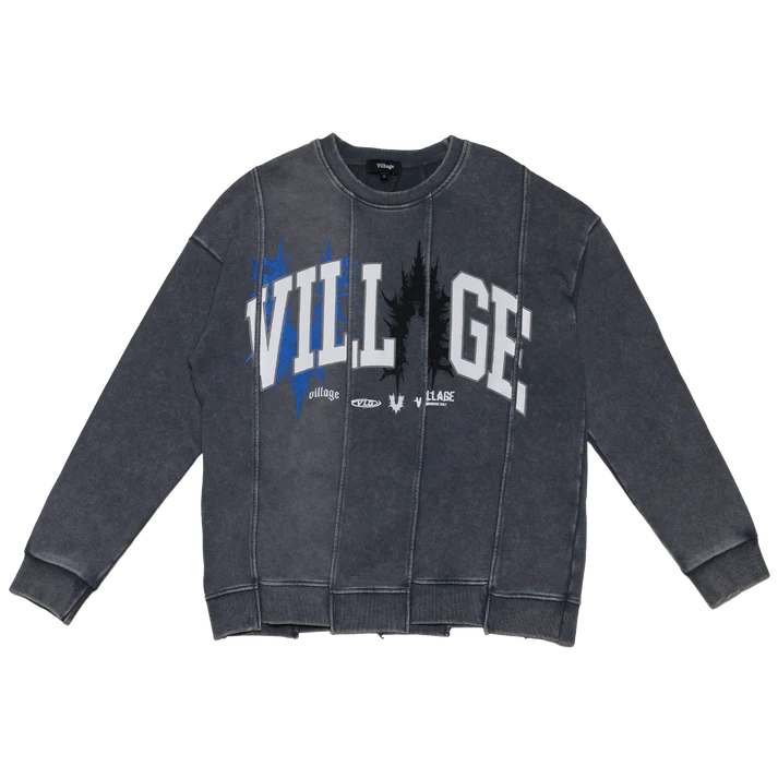 Village Blessings Panel Crewneck "Grey"