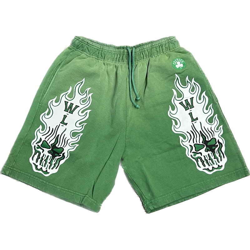 Warren Lotas Celtics Flaming Skull Shorts “Green”