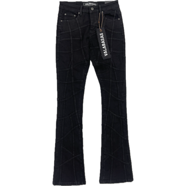 Valabasas Streak Stacked Flared Jeans “Black”