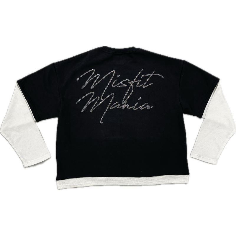 Misfit Mania Ransom Letter Double Layer L/S Tee “Black”