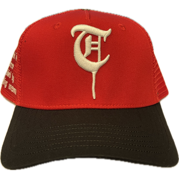 TRNCHS 5 Panel Trucker Hat "Red"
