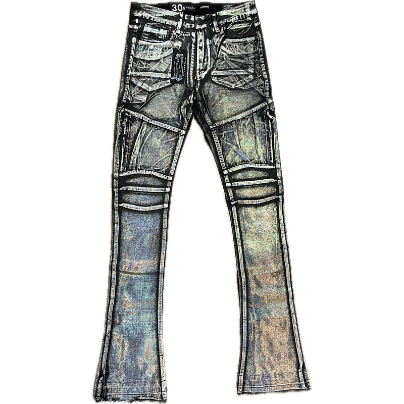 Waimea Holographic Stacked Jeans “Black”