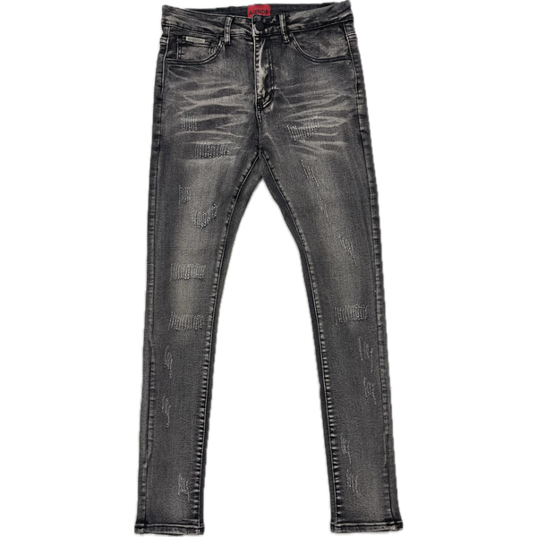 AJENDA Light Destressed Skinny Fit Jeans "Ash"