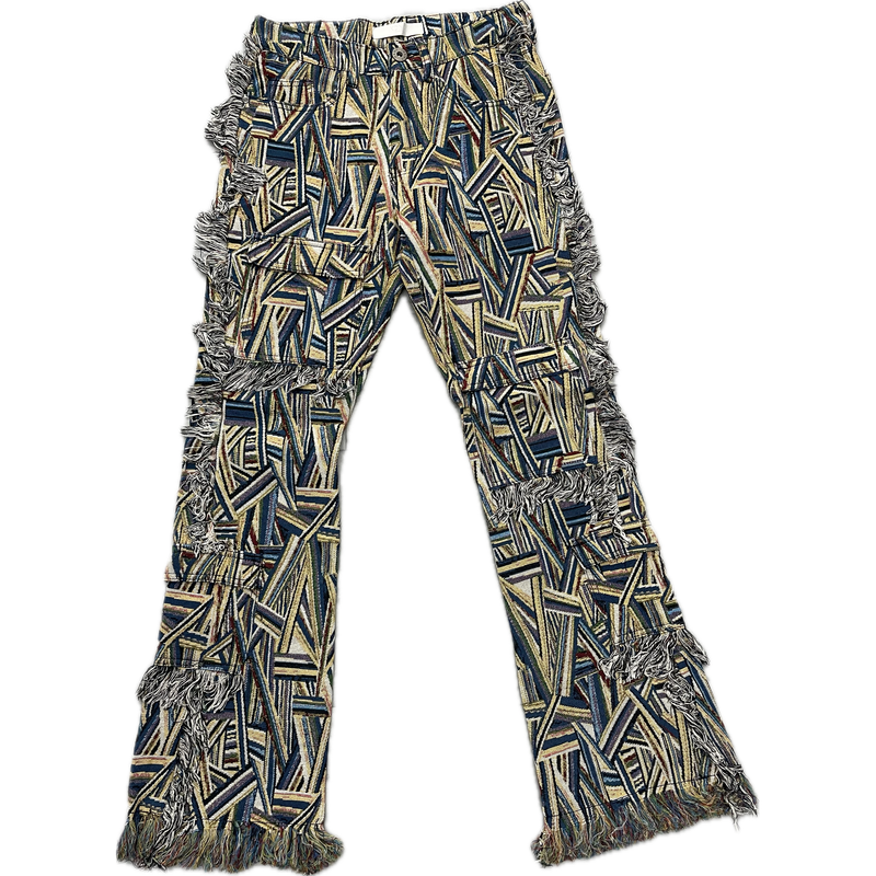 KDNK Fierce Slim Flare Pants “Geo Blue”