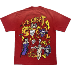 Warren Lotas Lie Cheat Steal Tee “Red”