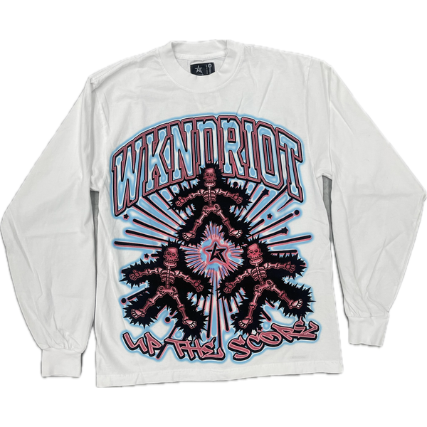 WKNDRIOT Up The Score L/S Tee “White”