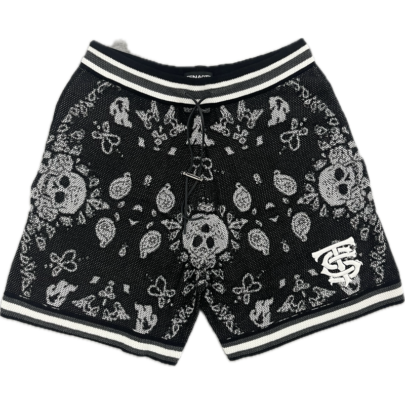 Tenaciti Paisley Knitted Shorts "Black/White"