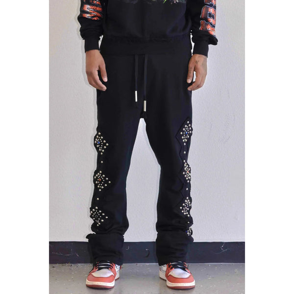 First Row Embellishment Studded Sweatpants