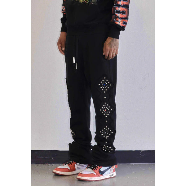 First Row Embellishment Studded Sweatpants