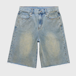 Homme Femme Studded Denim Shorts “Blue Wash”