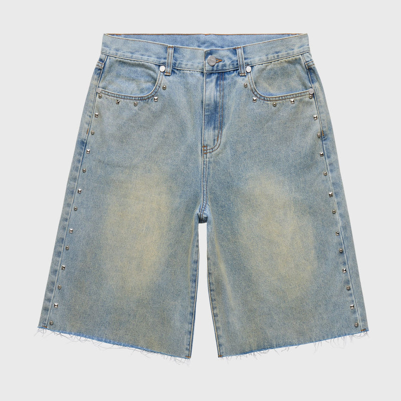 Homme Femme Studded Denim Shorts “Blue Wash”