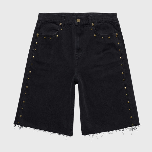 Homme Femme Studded Denim Shorts “Black Wash”