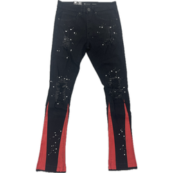 Waimea Splatter Red Stripe Stacked Jeans