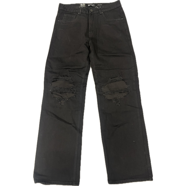 Waimea Distressed Knee Baggy Jeans "Jet Black"