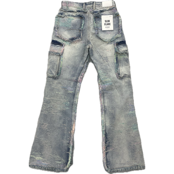 KDNK Raw Edge Slim Flare Jeans "Tarte"