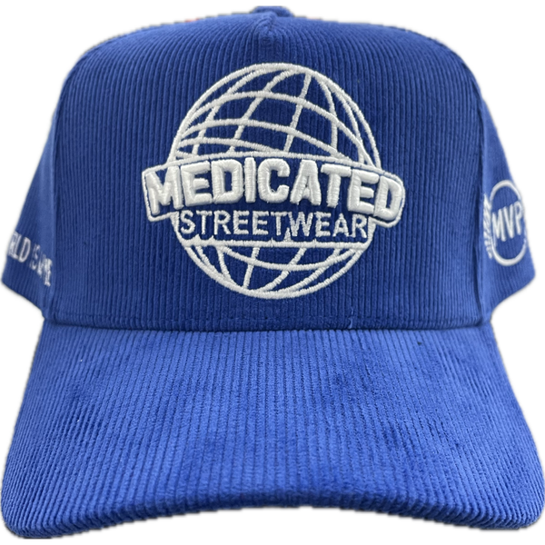 Medicated Streetwear Corduroy Snapback Hat “Blue”