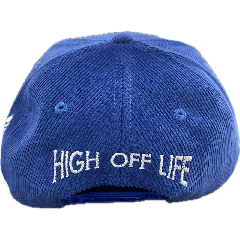 Medicated Streetwear Corduroy Snapback Hat “Blue”