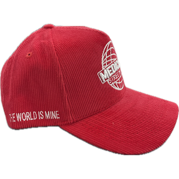 Medicated Streetwear Corduroy Snapback Hat “Red”