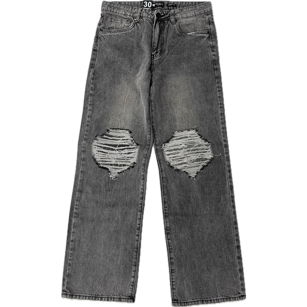 Waimea Baggy Fit Rip & Repair Jeans “Dark Grey”