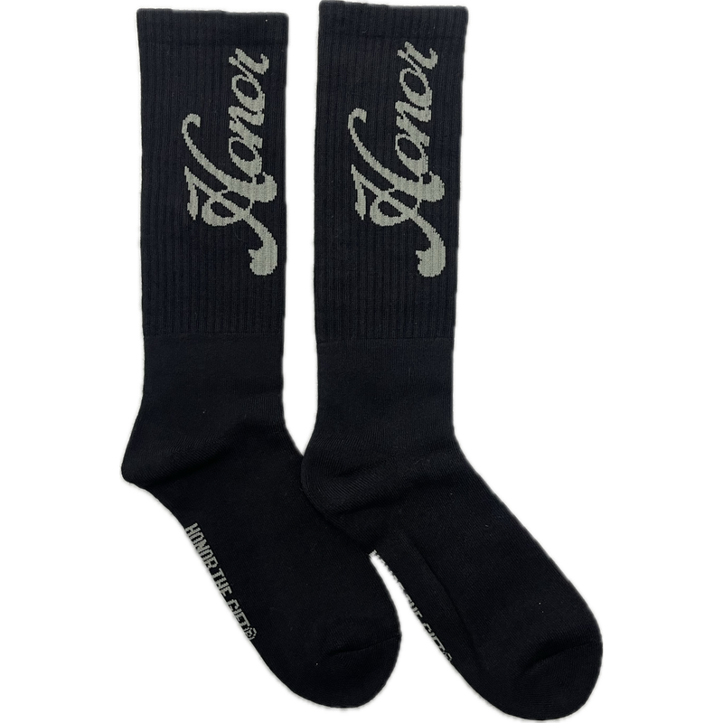 Honor The Gift Script Socks “Black”