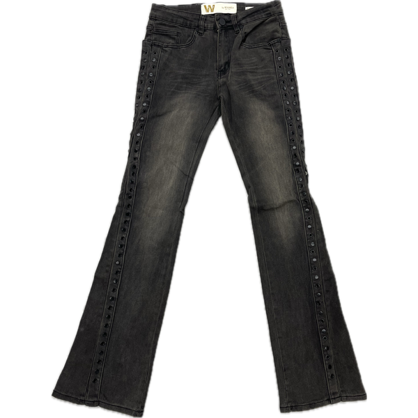 Waimea Studded Flare Jeans "Black Wash"