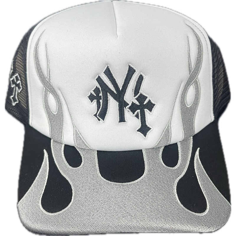 Lid Crew Flame Trucker Hat "Silver”