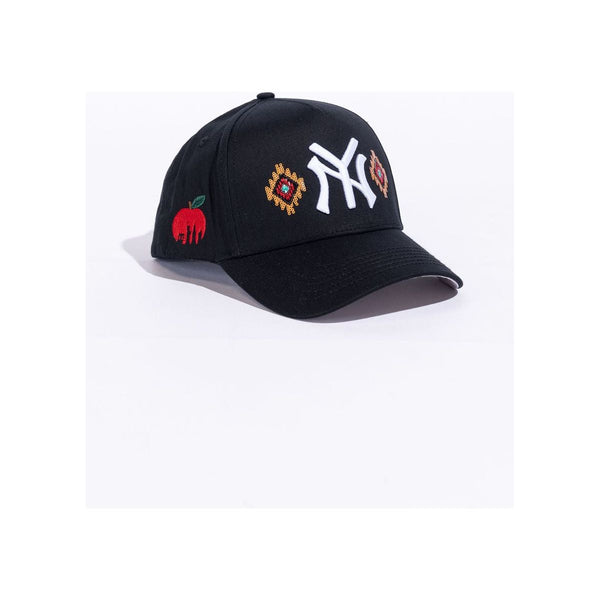 Reference Beaded NY Snapback Hat “Black/White”