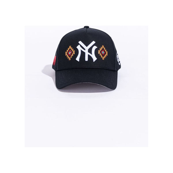 Reference Beaded NY Snapback Hat “Black/White”