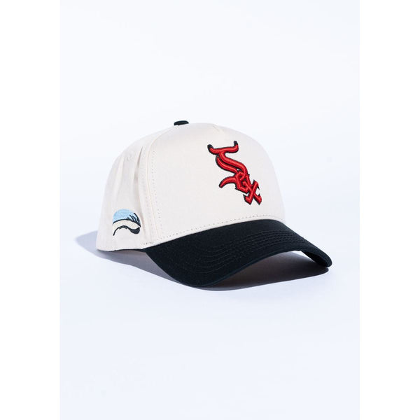 Reference Bull Sox Snapback Hat “Cream/Red”