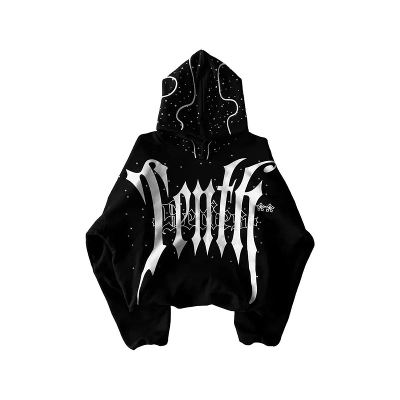 Tenth Series Rhinestone Irony Hoodie “Black”