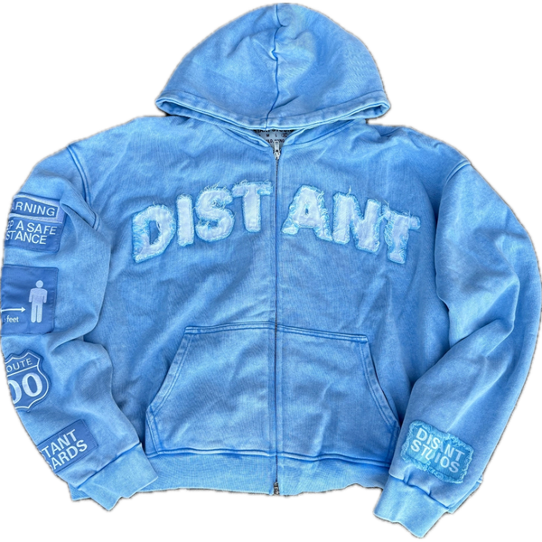 Distant Studios Distant Zip Up Hoodie “Blue”