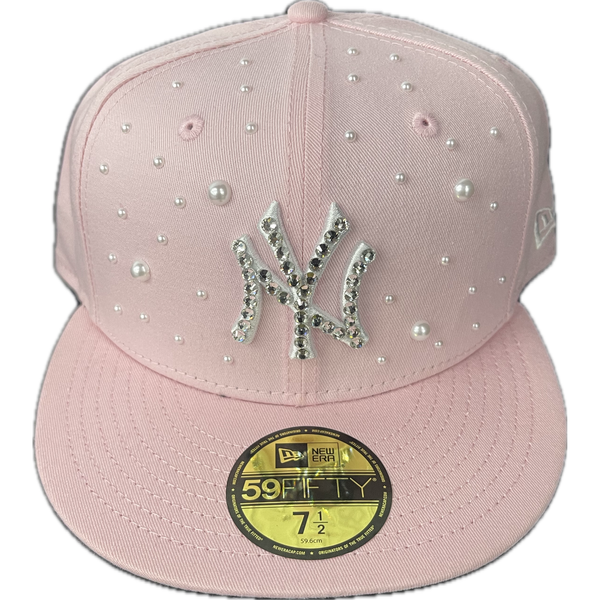 Not An Influencer Yankee Fitted Hat “Pink”