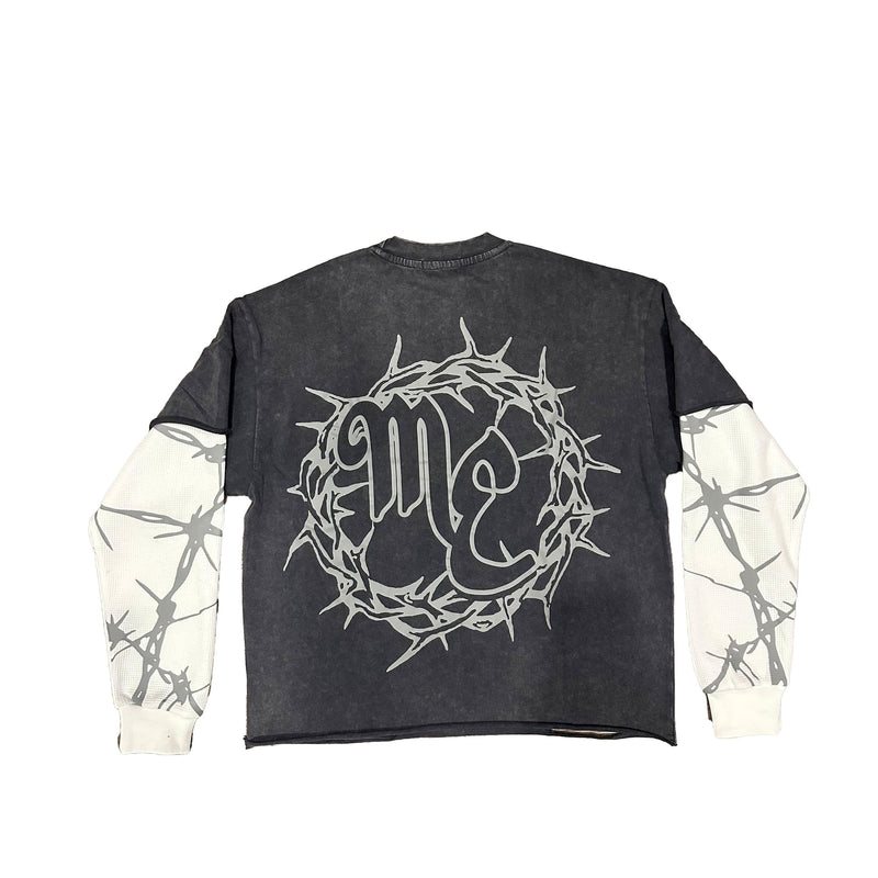 Mixed Emotion Barbed Wire Double Layer L/S Tee “Grey”