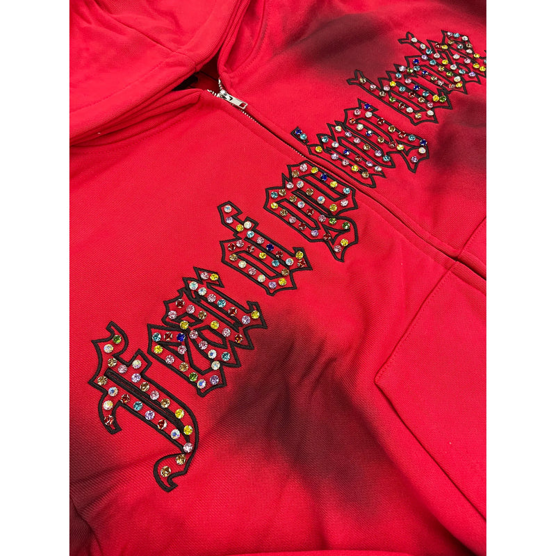 Movement Rivet Stoned Zip Up Jacket “Red”