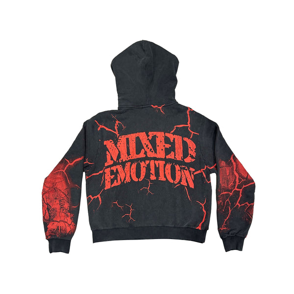 Mixed Emotion Acid Wash Deserted Hoodie “Black/Red”