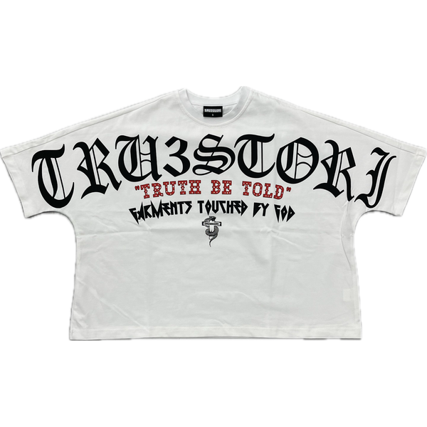 Tru3stori Truth Be Told Cropped Tee “White”