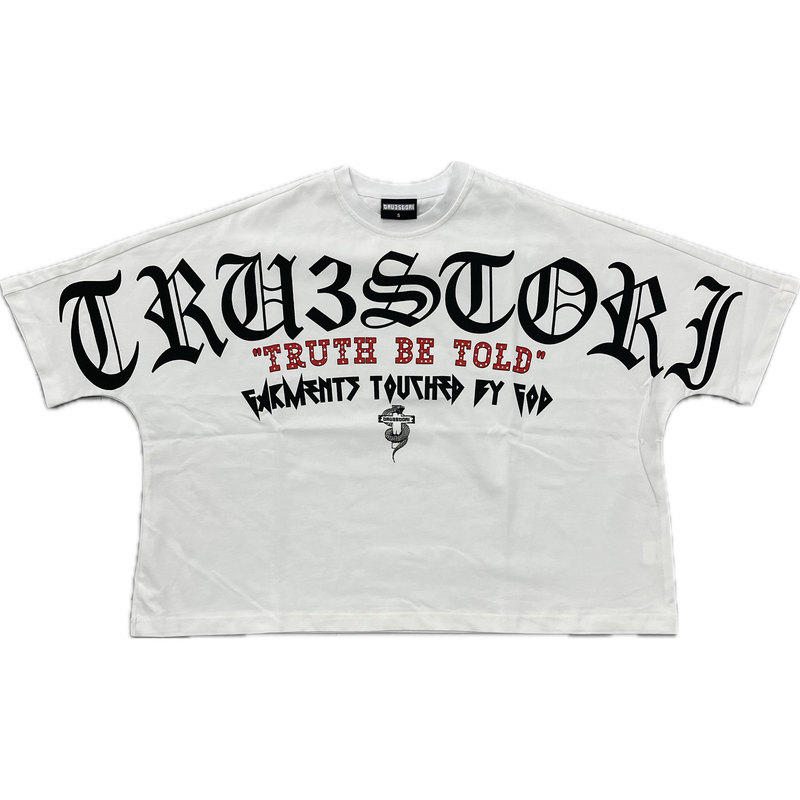 Tru3stori Truth Be Told Cropped Tee “White”