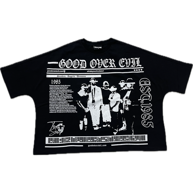 Tru3stori Good Over Evil Cropped Tee “Black”